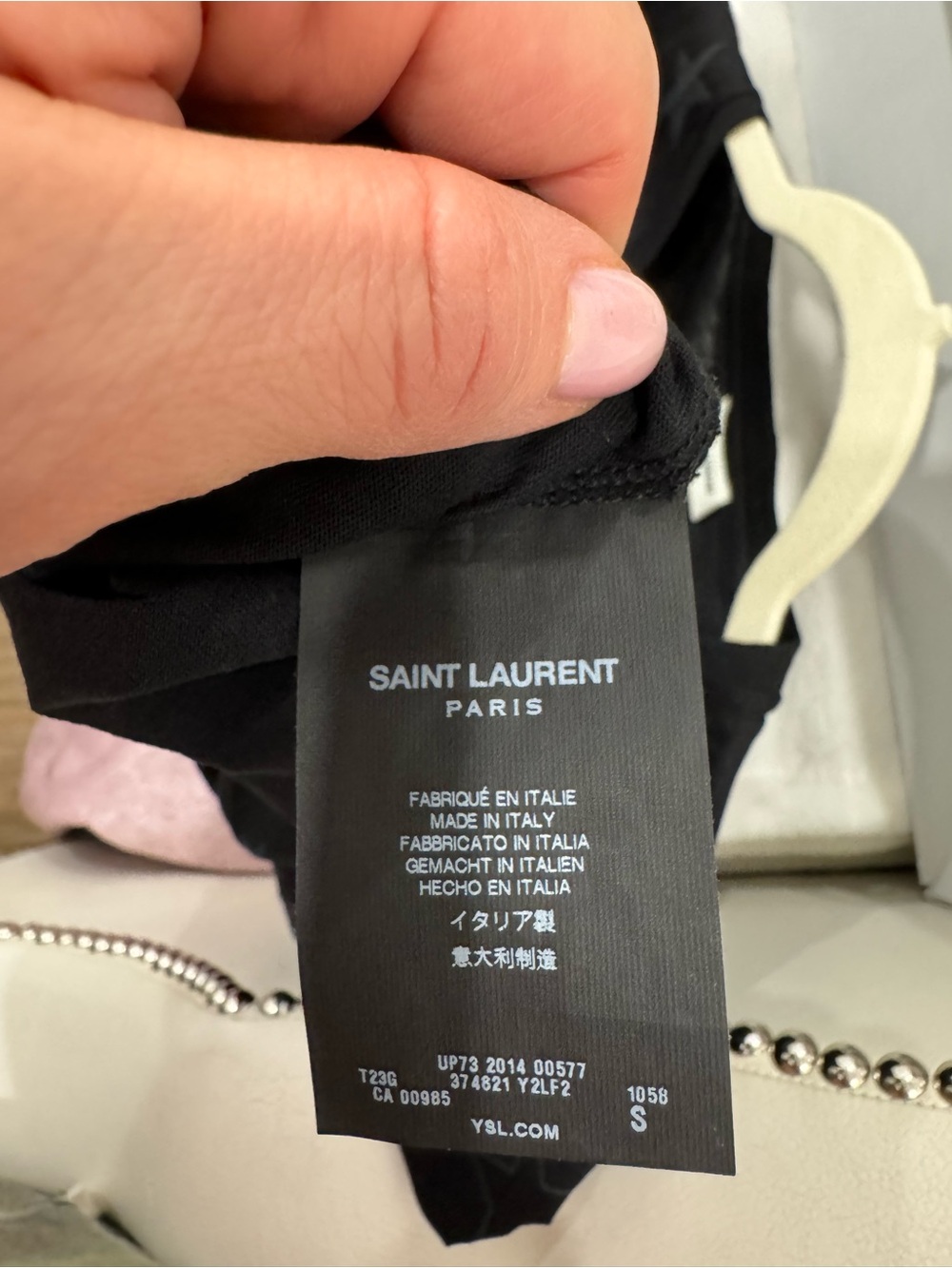 Saint Laurent Black Tee With Gray Star Motif View 3